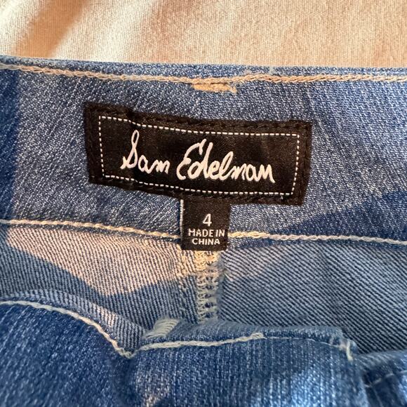 Sam Edelman Women's sz 4 Denim Skirt Patchwork Midi Bohemian Rhapsody NEW - Picture 4 of 8